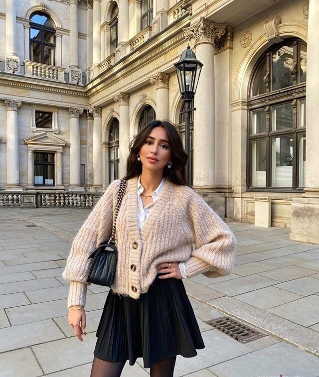 knitted sweater and skirt