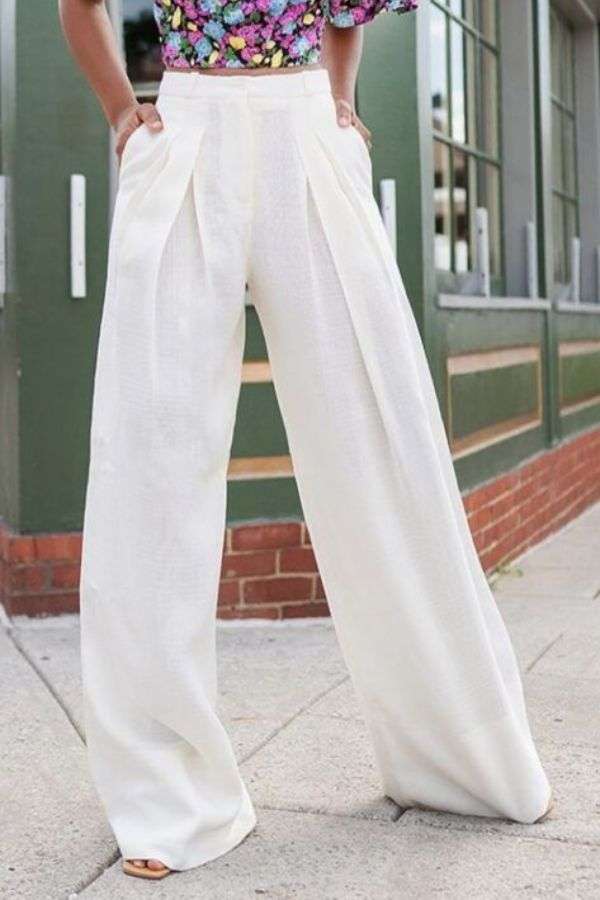 White Wide-Leg Pants