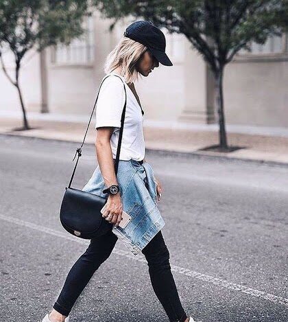 White t shirt, black pants